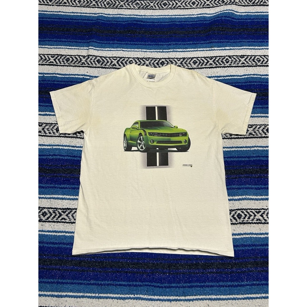 Y2K Green Chevy Camaro Car Graphic T Shirt Mens Size Medium